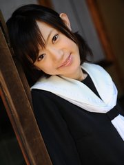 Naughty teen girl aoba itou shows her young pussy on window at